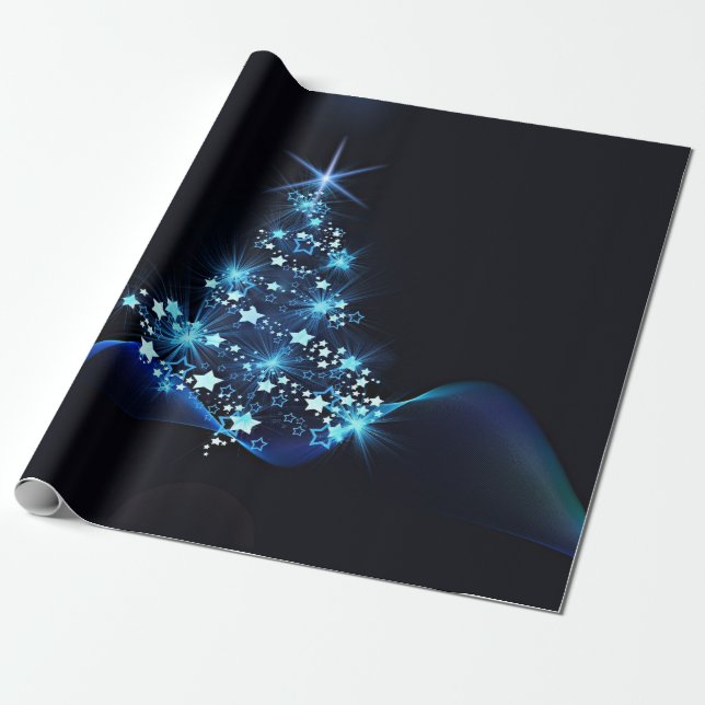 Christmas Blue Wrapping Paper (Unrolled)