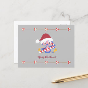 Christmas Bluebird Candy Cane Customisable Text  Holiday Postcard