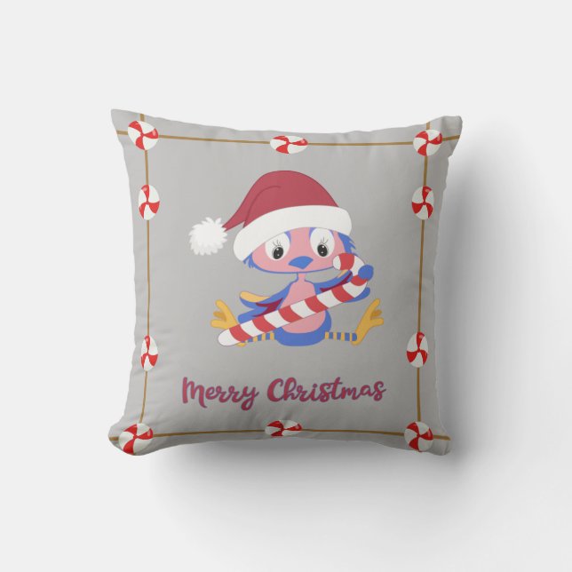 Christmas Bluebird Candy Decor Two Sided Cushion (Front)