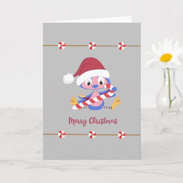 Christmas Bluebird Candy Mint Blank Inside Holiday Card (Small Plant)