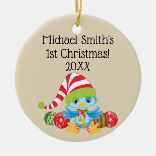 Christmas Bluebird Ceramic Ornament