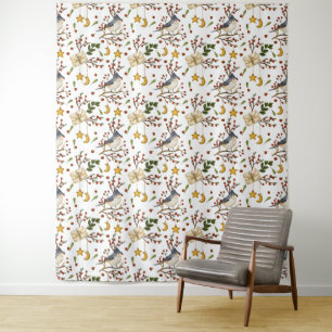 Christmas Bluejay Tapestry