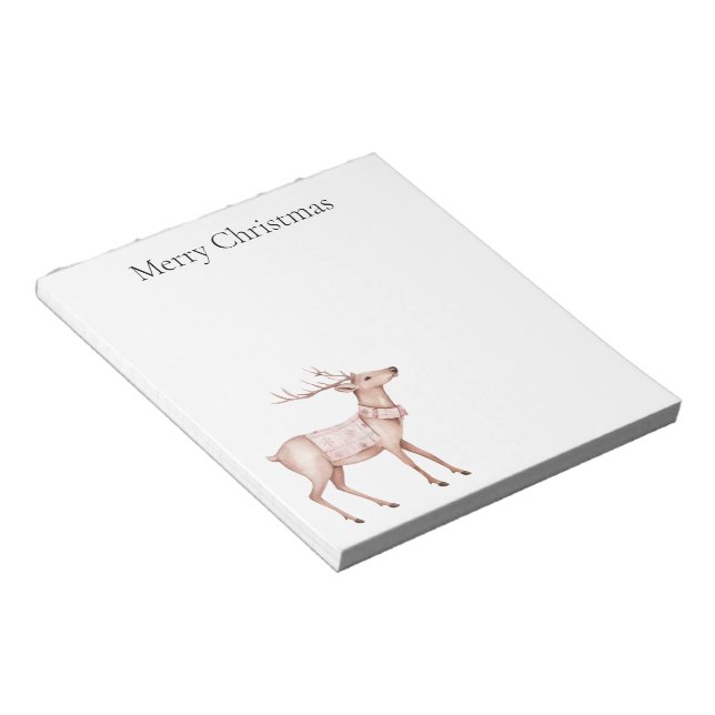 Christmas Blush Pink Deer Notepad (Angled)