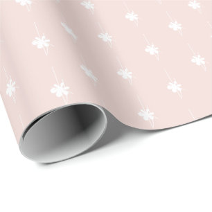 Christmas blush pink white snowflakes cute gift wrapping paper
