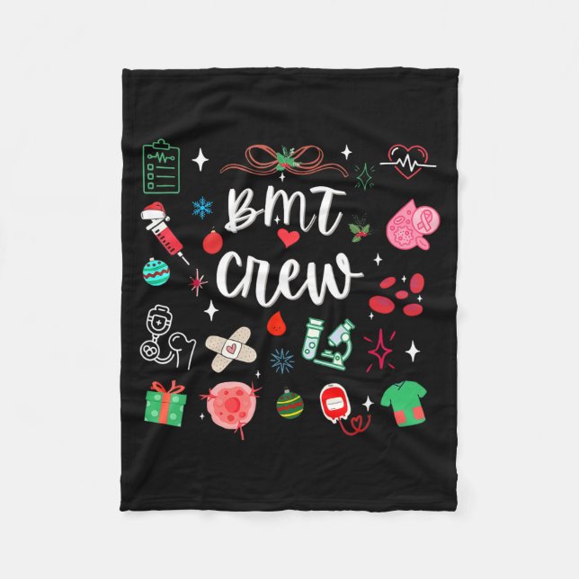 Christmas Bmt Crew Nurse Bone Marrow Transplant Nu Fleece Blanket (Front)