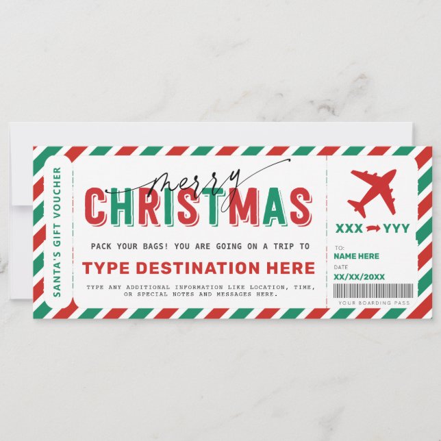 Christmas Boarding Pass Voucher Gift Ticket Invitation (Front)