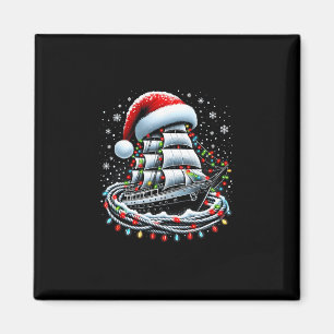 Christmas Boating Sailing Cruise Boat Surrounded B Magnet