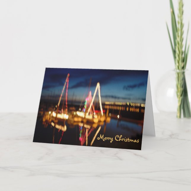 Christmas Boats, Merry Christmas Holiday Card (Front)