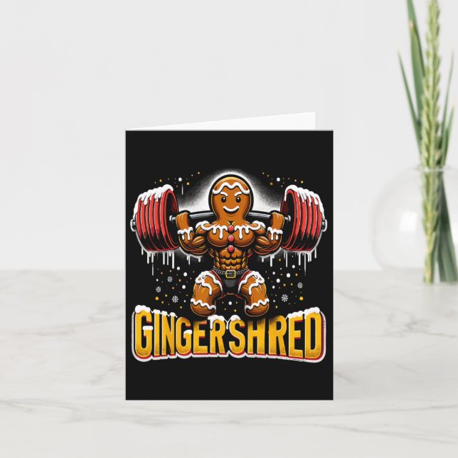 Christmas Bodybuilding Gingershred Funny Gingerbre Card (Front)