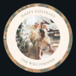 Christmas Boho Botanical Greenery Photo Custom Classic Round Sticker<br><div class="desc">Christmas Boho Botanical Greenery Photo Custom Classic Round Sticker</div>