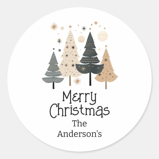 Christmas Boho Classic Round Sticker (Front)