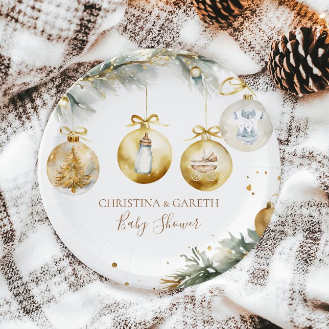 Christmas Boho Merry Little Baby Shower Paper Plate (Creator Uploaded)