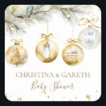 Christmas Boho Merry Little Baby Shower Square Sticker<br><div class="desc">Add festive charm to your baby shower with these Christmas boho "Merry Little Baby" stickers! Perfect for favours,  decor,  or sealing invitations,  they bring cosy holiday vibes to your celebration. A sweet touch for a memorable seasonal baby shower!</div>