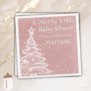Christmas Boho Pink Girl Baby Shower Napkin
