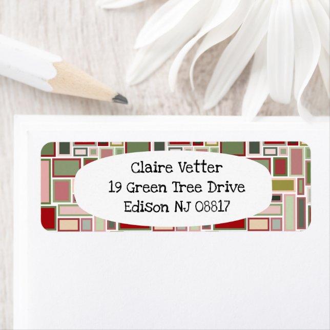 Christmas Boho Rectangles  Return Address Label (Insitu)