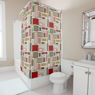 Christmas Boho Rectangles Shower Curtain