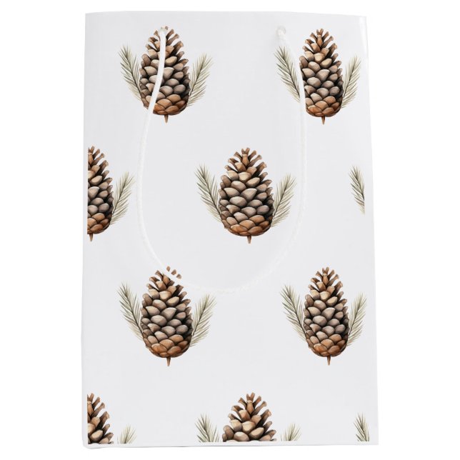 Christmas Boho Water colour Wrapping Paper Medium Gift Bag (Front)