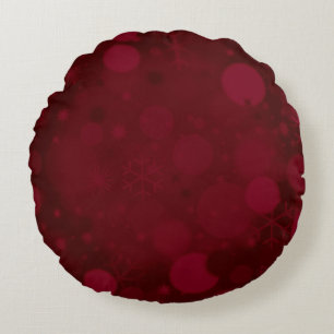 Christmas Bokeh, Burgundy/wine-ROUND THROW PILLOW