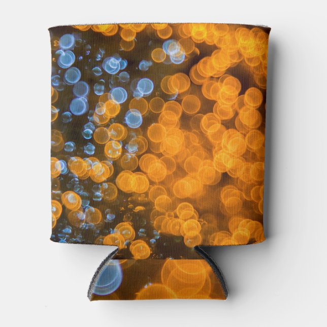 Christmas bokeh lights, festive background. can cooler (Front)