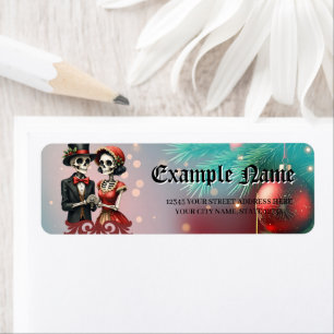 Christmas Bone Romance, A festive skeleton couple. Return Address Label