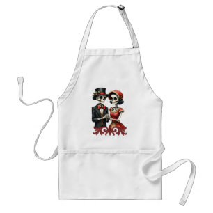 Christmas Bone Romance, A festive skeleton couple. Standard Apron