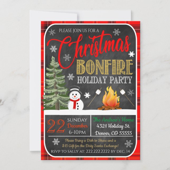 Christmas Bonfire Party Invitation (Front)