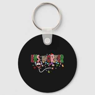 Christmas Boo Boo Crew Reindeer Cna Buffalo Plaid  Key Ring