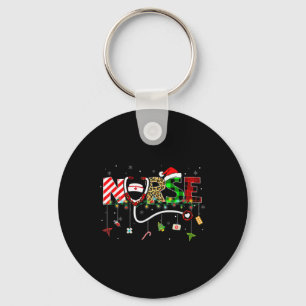 Christmas Boo Boo Crew Reindeer Nurse Buffalo Plai Key Ring