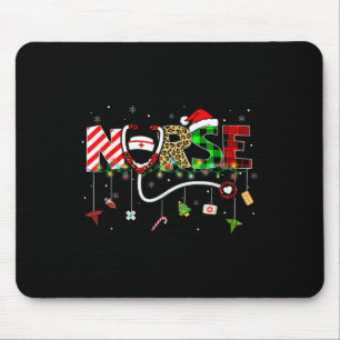 Christmas Boo Boo Crew Reindeer Nurse Buffalo Plai Mouse Pad