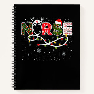 Christmas Boo Boo Crew Reindeer Nurse Buffalo Plai Notebook