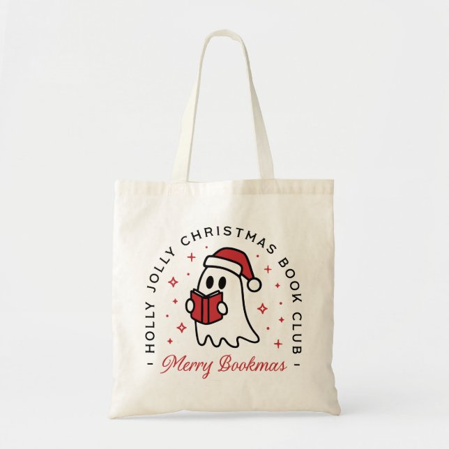 Christmas book club ghost preppy aesthetic tote bag (Front)