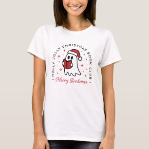 Christmas book club holly jolly cute ghost preppy T-Shirt