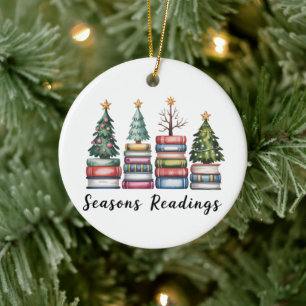 Christmas Book Lover Teacher Reading Season Xmas Ceramic Ornament