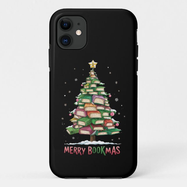 Christmas Book Lover Tree Librarian Merry Bookmas  Case-Mate iPhone Case (Back)