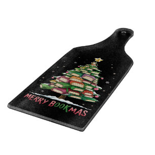 Christmas Book Lover Tree Librarian Merry Bookmas Cutting Board