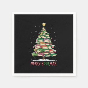Christmas Book Lover Tree Librarian Merry Bookmas  Napkin