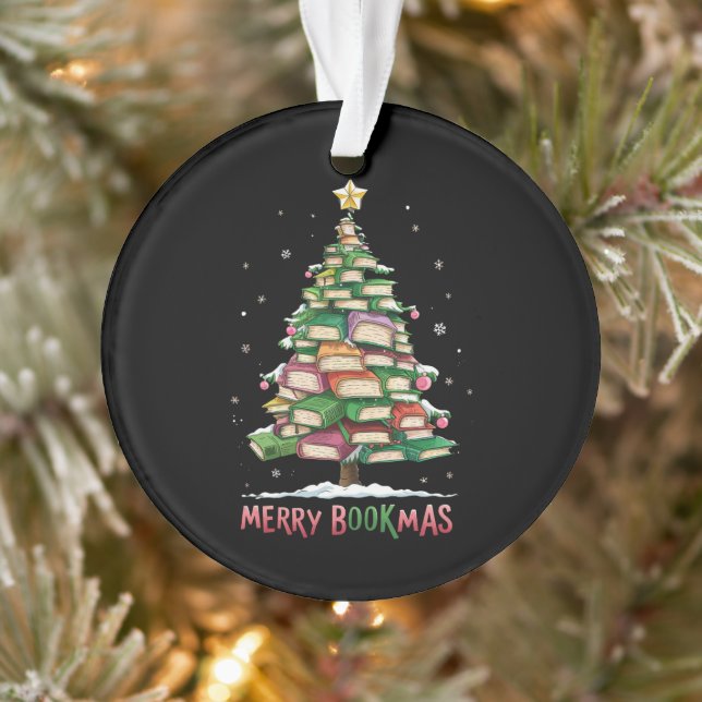 Christmas Book Lover Tree Librarian Merry Bookmas  Ornament (Tree)