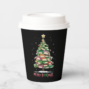 Christmas Book Lover Tree Librarian Merry Bookmas  Paper Cups