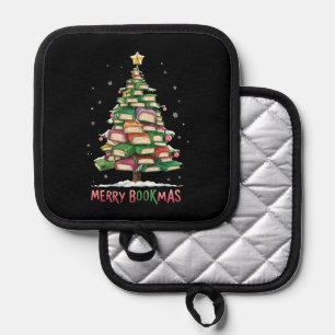 Christmas Book Lover Tree Librarian Merry Bookmas  Pot Holder