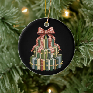 Christmas Book Tree Book Teacher Reading Bookish Ceramic Ornament