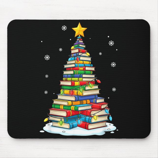 Christmas Book Tree Funny Librarians Books Lover  Mouse Pad (Front)