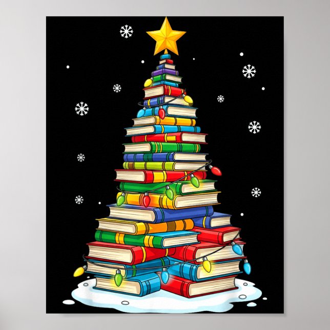 Christmas Book Tree Funny Librarians Books Lover  Poster (Front)
