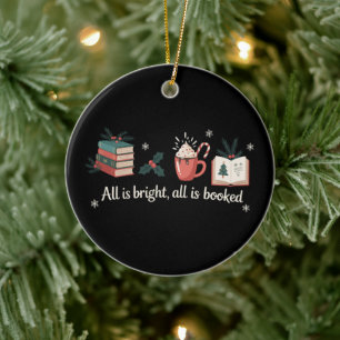 Christmas Books Book Lover Readers Holiday Teacher Ceramic Ornament