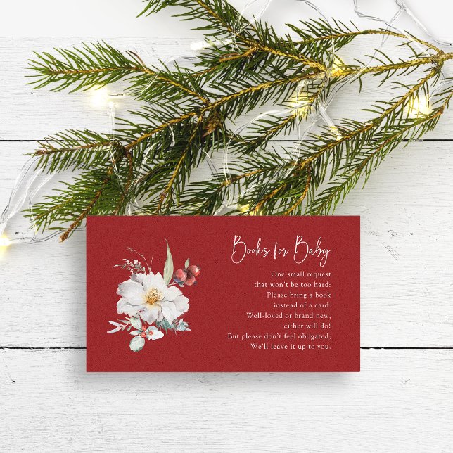 Christmas Books for Baby Enclosure Cards (Rustic Boho Watercolor Floral Botanical Holiday Christmas Books for Baby Enclosure Card)