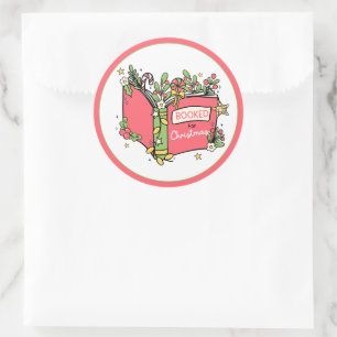 Christmas Books Reading Classic Round Sticker