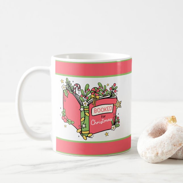 Christmas Books Reading Coffee Mug (With Donut)