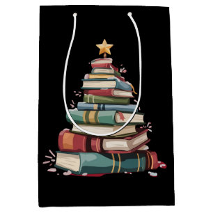Christmas Books Tree Book Lover Teachers Bookworm Medium Gift Bag