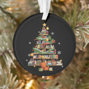 Christmas Books Tree Book Lover Teachers Bookworm  Ornament