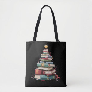 Christmas Books Tree Book Lover Teachers Bookworm  Tote Bag