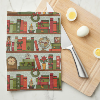 Christmas Bookshelf Tea Towel
